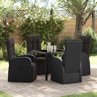 vidaXL Conjunto De Comedor De Jard&iacute;n 5 Pcs Negro Rat&aacute;n Sint&eacute;tico Vidaxl