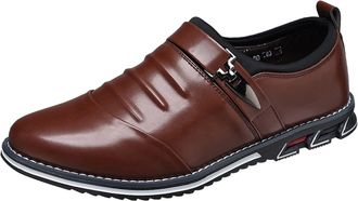 Generic Mens Patent Leather Dress Shoes, Formal Business Shoe Slip On Smart Shoes Flat Bottom Loafers Breathable Brogues Derbys Shoe Round Toe Outdoor Loafer 