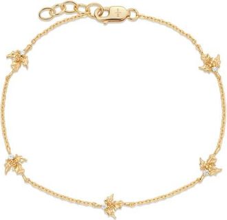 Made by Mary Cubic Zirconia Birthstone Flower Station Bracelet in Gold December at Nordstrom, Size 6