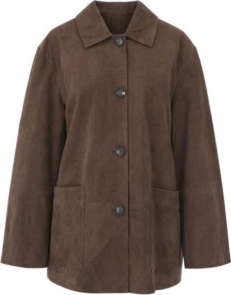 Max Mara Smmastrale Su&egrave;de Jas - Dames - Leren en Su&egrave;de Jassen - Bruin - 2XS - Su&egrave;de - Jassen
