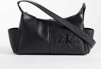 Calvin Klein Borsa a tracolla nera con monologo e tasche-Nero