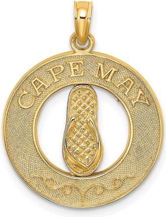 Diamond2Deal 14k Yellow Gold CAPE MAY with Flip-Flop Charm Pendant