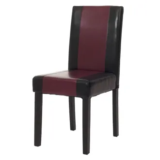 Hhg [nunca Usado] Littau Silla De Comedor, Silla De Cocina, Piel Sint&eacute;tica, Negro/rojo, Patas Oscuras