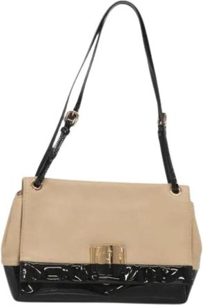 Ferragamo Pre-owned Shoulder Bags, female, Beige, Size: ONE SIZE Pre-owned Leather Shoulder Bag