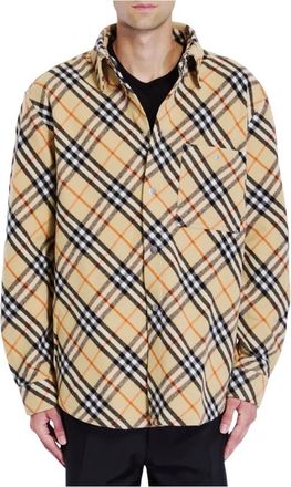 Burberry Vintage Check Wool Shirt - Heren - Zomerjassen - Beige - L - Wol - Jassen