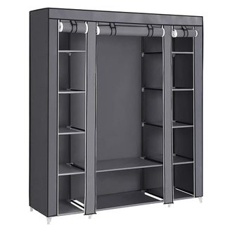 Calicosy Armario Port&aacute;til Plegable con Estantes - 150 x 45 x 175 cm - Gris