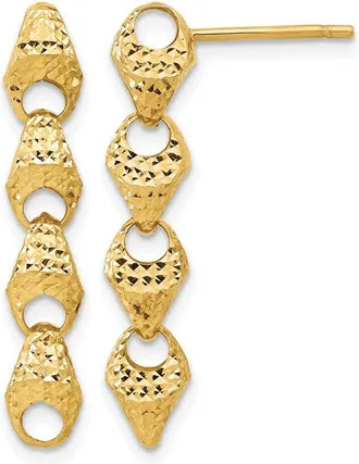 Diamond2Deal 14K Yellow Gold Diamond-cut Fancy Link Drop Dangle Earrings