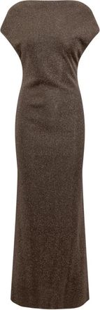 Max Mara Eschimo Lange Jurk - Dames - Avondkleed - Bruin - M - Leer - Kleedjes