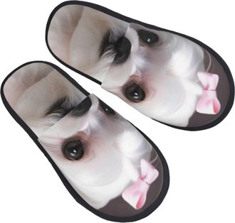 Generic Shoes Lovely Maltese Dog Lightweight Cotton Slippers Portable Slippers For Outdoor Big Kid Hotel L