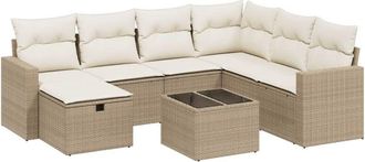 vidaXL Juego De Sof&aacute;s De Jard&iacute;n Con Cojines Beige 8 Pzas Rat&aacute;n Pe Vidaxl