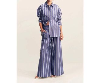Shona Joy Cambridge Wide Leg Pant In Chambray Blanc