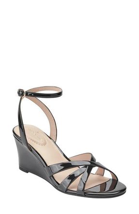 Bandolino Adler Ankle Strap Wedge Sandal in Black 001 at Nordstrom, Size 8.5