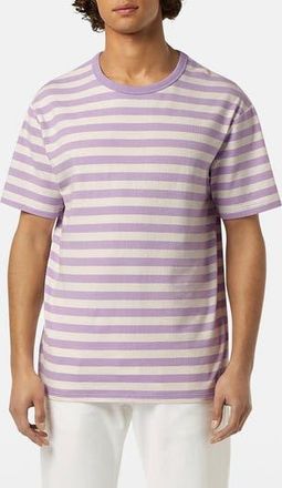 Scotch & Soda Relaxed Fit Waffle Stripe T-Shirt in Bright Lavender/Swan Stripe at Nordstrom Rack, Size Large