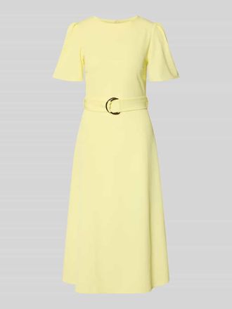 Rinascimento Rinascimento Cocktailkleid mit G&uuml;rtel und Rundhalsausschnitt in GELB, Gr&ouml;&szlig;e XL