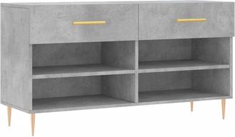 vidaXL Vidaxl - Banco Zapatero Madera De Ingenier&iacute;a Gris Hormig&oacute;n 102x35x55 Cm