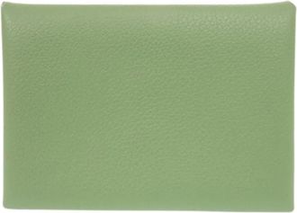 Herm&egrave;s Pre-owned Card Case - Dames - Vintage Accessoires - Groen - ONE Size - Leer - Vintage