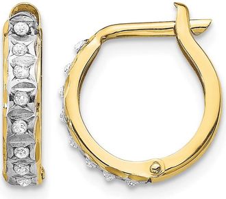 Diamond2Deal 10k Yellow Gold Diamond Fascination Hinged Hoop Earrings