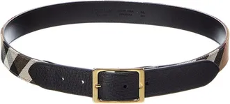 Burberry House Check Canvas & Leather Belt