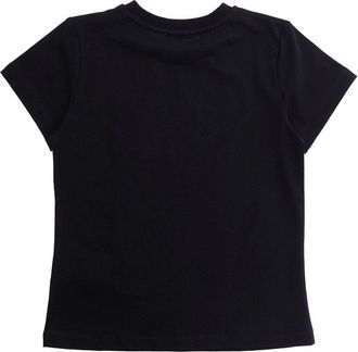 Moschino T-Shirt For Girls With Front Logo Black Cotton T-Shirts And Polos