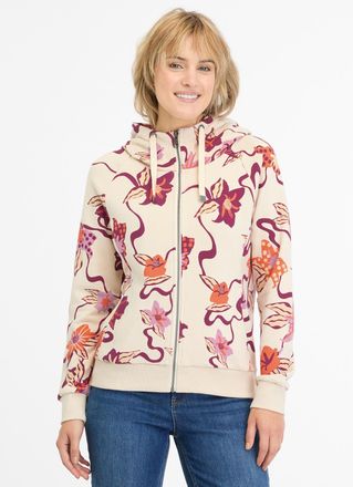 Ragwear Sweatjacke RAGWEAR FLLAWIA PRINT, Damen, Gr. XS (34), beige (ecru), Sweatware, Obermaterial: 70% Baumwolle, 30% Polyester, bedruckt, regular fit h&uuml;ftb