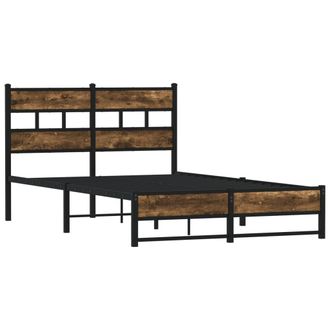 vidaXL Estructura De Cama Sin Colch&oacute;n Metal Roble Ahumado 120x190 Cm Vidaxl