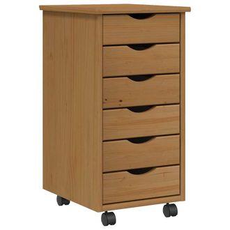 vidaXL Vidaxl - Cajonera Con Ruedas Moss Madera Maciza Pino Marr&oacute;n Miel