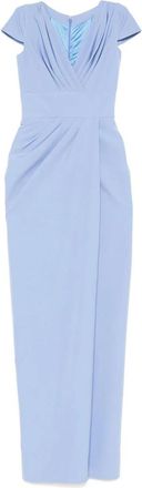 Rhea Costa Maxi Dresses, female, Blue, Size: S Cornflower Blue V-Neck Dress with Cap Sleeves