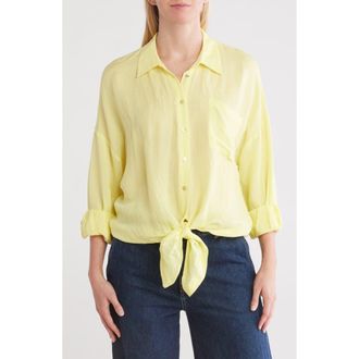 L'agence Talitha Tie Button-Up Shirt in Yellow Sorbet at Nordstrom Rack, Size Medium