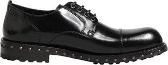 Dolce & Gabbana Zwarte Leren Gestifte Formele Derby Schoenen voor Mannen