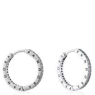 Pandora Sparkle Logo Hoop Earrings