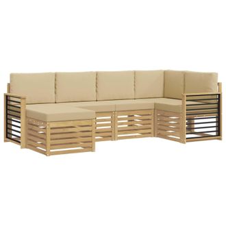 vidaXL Conjunto De Sof&aacute;s De Exterior 6 Pcs Y Beige Poli&eacute;ster Vidaxl