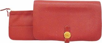 Herm&egrave;s Rouge Casaque Togo Leather Long Wallet (Bi-Fold) (Pre-Owned)