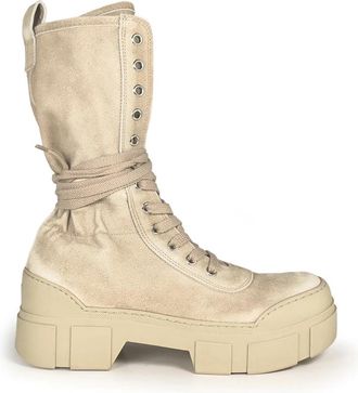 Vic Mati&eacute; V14 Roccia Hoge Enkelboot - Dames - Veterlaarzen - Beige - 36 EU - Leer - Schoenen
