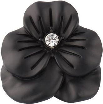 Jan Leslie Matte Flower Lapel Pin in Black Crystal at Nordstrom