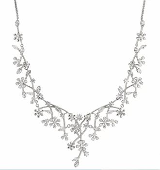 Eliot Danori Womens Rhodium-Plated Cubic Zirconia Flower Statement Necklace In Silver