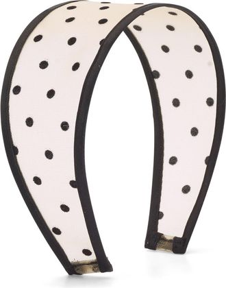Lelet NY Giselle Wide Polka Dot Sheer Headband in Ivory Polka Dot at Nordstrom