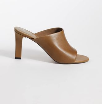 Mango Sabot in pelle 100% kaki con tacco-Verde