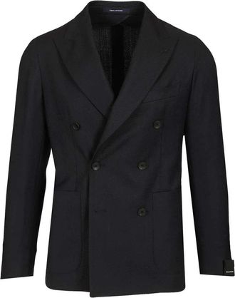 Tagliatore Montecarlo Double-Breasted Jacket - Heren - Blazers - Blauw - 3XL - Katoen - Jassen