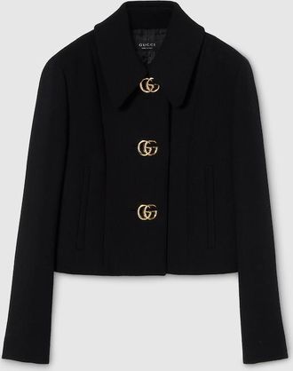 Gucci Cr&ecirc;pe Wool Jacket With Double G Button, Black, Ready-to-wear