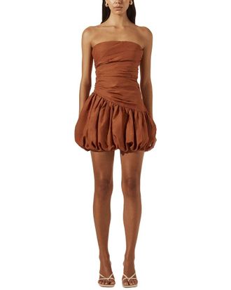 Shona Joy Celeste Strapless Linen-Blend Bubble Mini Dress