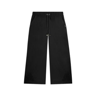 Freddy Pantaloni Cropped con Ricamo Floreale al Fondo