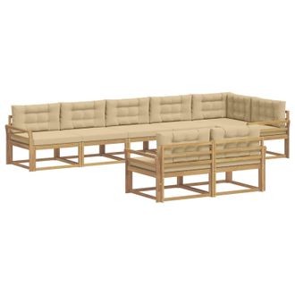vidaXL Conjunto De Sof&aacute;s De Exterior Con Coj&iacute;n 6 Pcs Y Beige Poli&eacute;ster Vidaxl