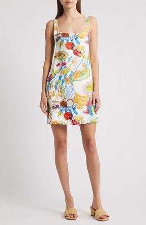 Farm Rio Fresh Table Linen Minidress in White Multi Print at Nordstrom Rack, Size Xx-Small