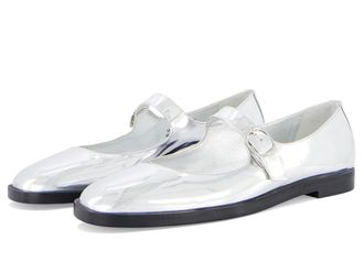 Stuart Weitzman Loralei Mary Jane Womens Flat Shoes Silver : 7.5 M, Leather/Rubber