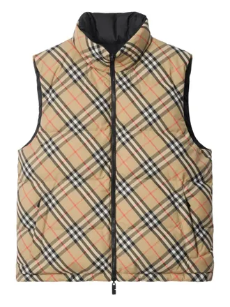 Burberry reversible check puffer gilet - men - Polyamide - S - Black