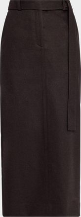 TWP Slit Skirt in Wool-Cashmere Flannel