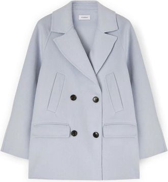 Motivi Double-breasted jas van dubbele wolmix - Dames - Mantel - Blauw - S - Wol - Jassen
