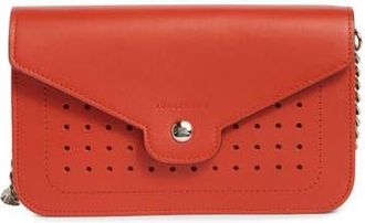 Longchamp Perforated Leather Wallet on a Chain in Poppy at Nordstrom Rack
