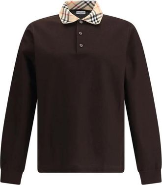 Burberry Geruite Gebreide Poloshirt - Heren - Polos - Zwart - S - Katoen - Tops