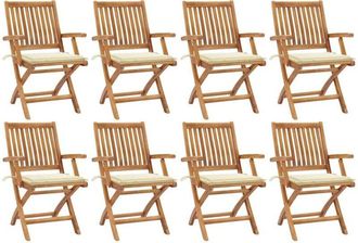vidaXL Vidaxl - Sillas de jardín plegables 8 uds madera maciza teca con cojines